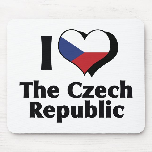 Mousepad Eu Amo a Bandeira da República Tcheca (Frente)