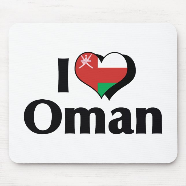 Mousepad Eu Amo a Bandeira de Omã (Frente)