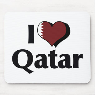 Mousepad Eu Amo a Bandeira do Qatar