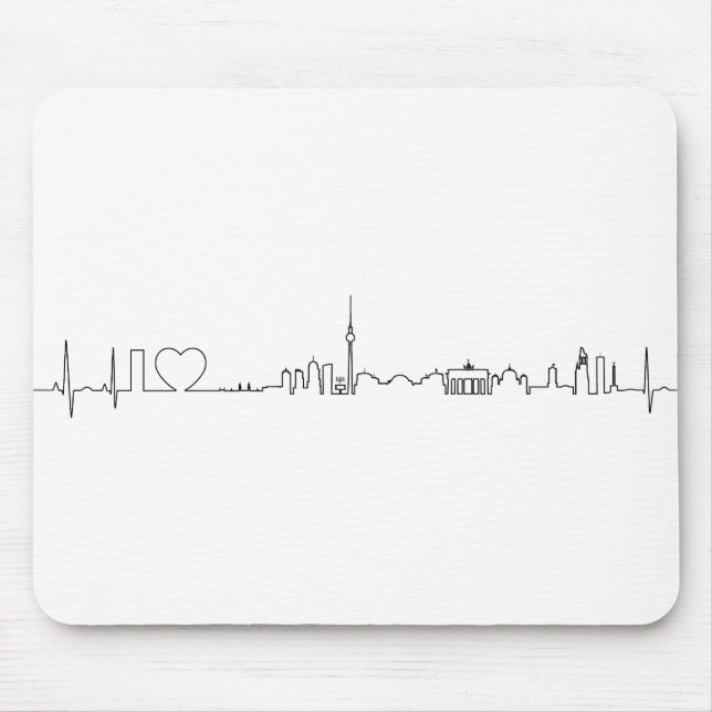 Mousepad Eu amo a lembrança de Berlim (estilo do ecg) (Frente)