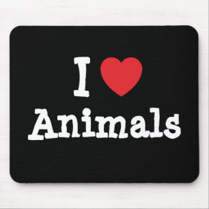 Mousepad Eu amo animais coração personalizado personaliza
