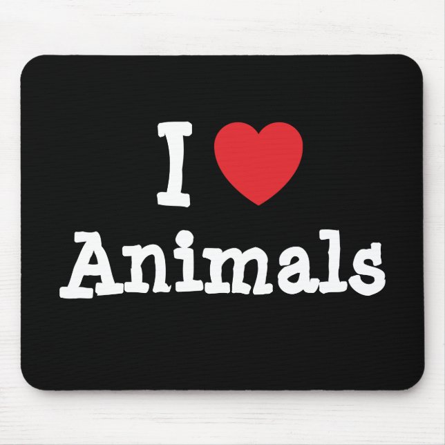 Mousepad Eu amo animais coração personalizado personalizado (Frente)