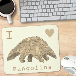 Mousepad Eu Amo Arte de Animais Espécies Ameaçadas Pangolin