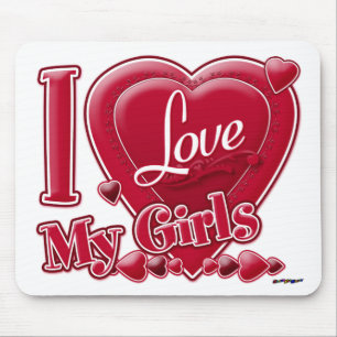 Mousepad Eu amo as minhas garotas de vermelho