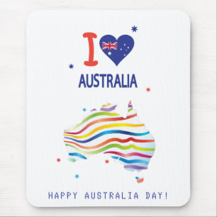 Mousepad "EU AMO AUSTRÁLIA" Austrália Dia 26 de janeiro