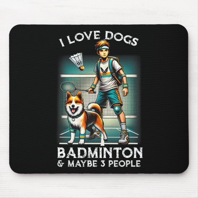 Mousepad Eu Amo Badminton De Cachorro (Frente)