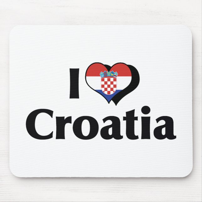 Mousepad Eu Amo Bandeira da Croácia (Frente)