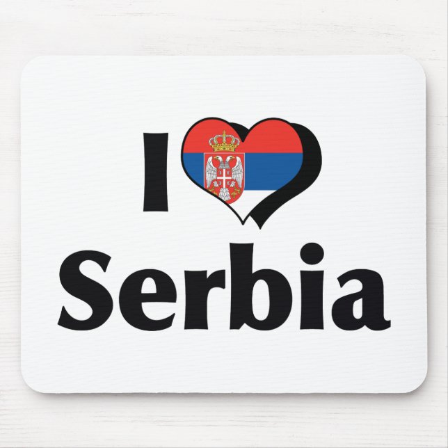 Mousepad Eu Amo Bandeira da Sérvia (Frente)