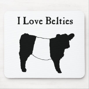 Mousepad Eu Amo Belas - Vacas Galloway Negras Belgas