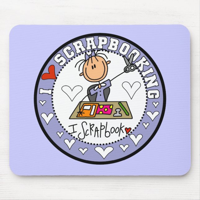 Mousepad Eu Amo Camisetas de Scrapbooking e Presentes (Frente)
