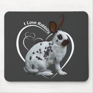 Mousepad Eu Amo Coelhos Mousemat (Cinza Escuro)