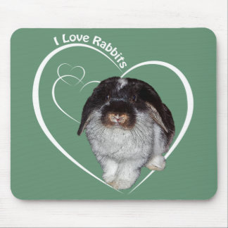 Mousepad Eu Amo Coelhos Mousemat (Verde)