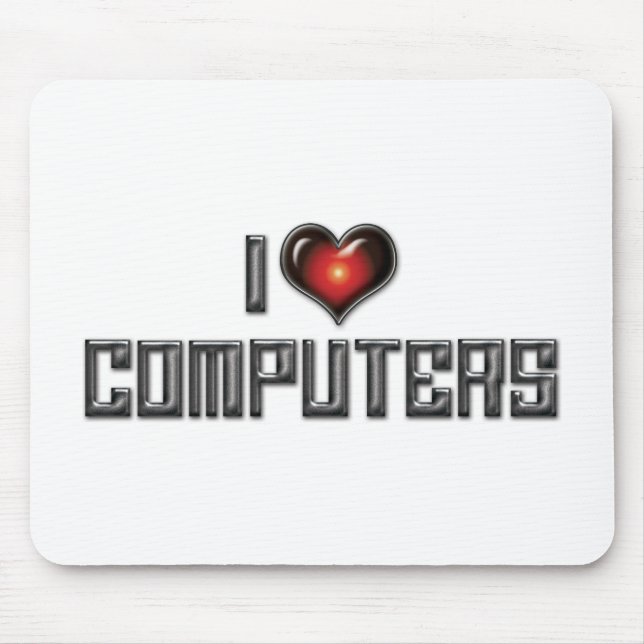 Mousepad Eu Amo Computadores Coração - Amante de Eletrônica (Frente)