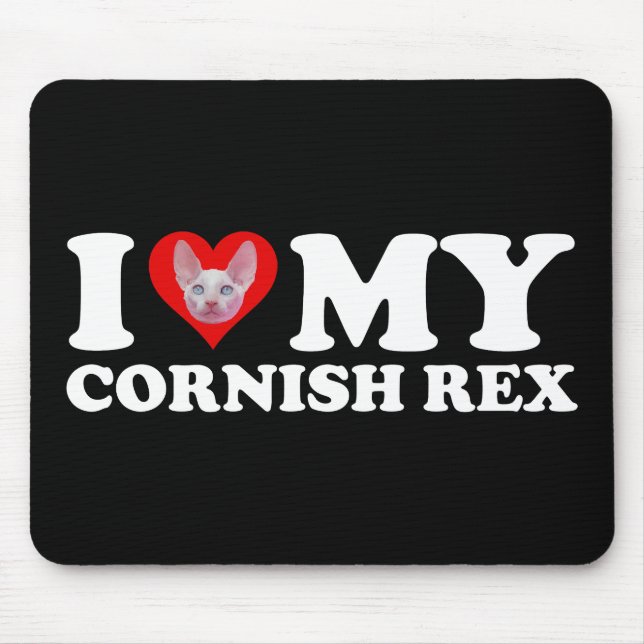 Mousepad Eu Amo (Coração) Meu Cornish Rex (Frente)