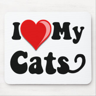 Mousepad Eu amo (coração) meus gatos