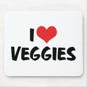 Mousepad Eu Amo Corações de Legumes - Amante de Comida Saud