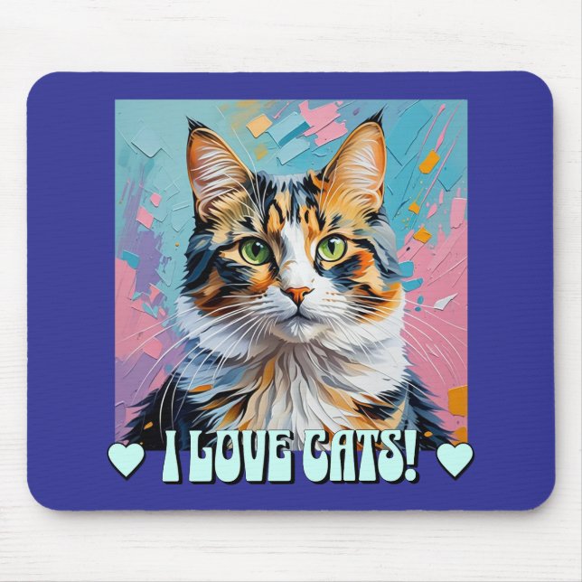 Mousepad Eu Amo Gatos! (Frente)