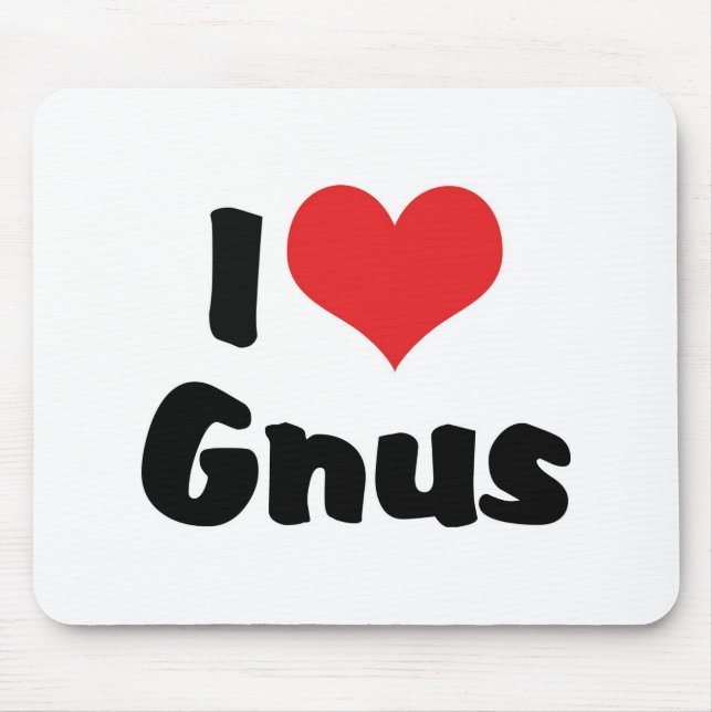 Mousepad Eu Amo Gnus do Coração (Frente)