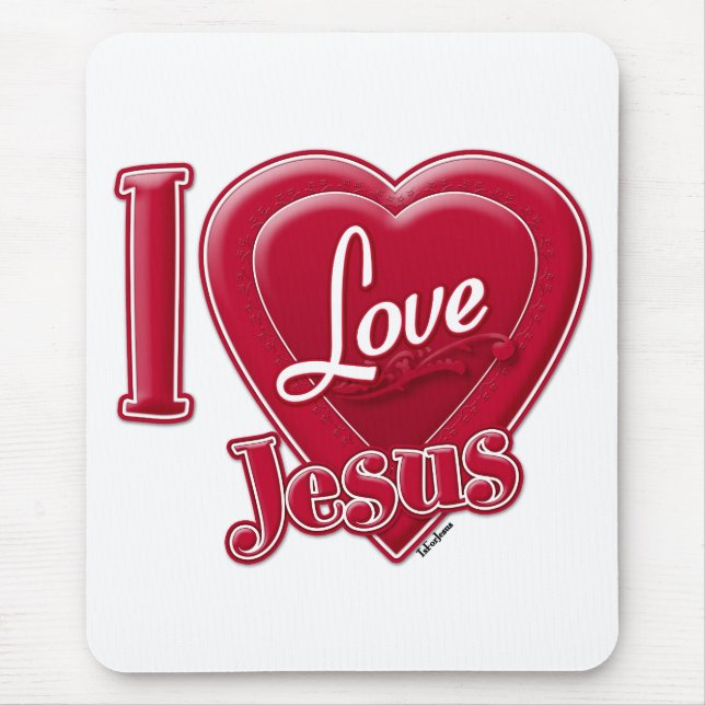Mousepad Eu Amo Jesus Coração Vermelho (Frente)