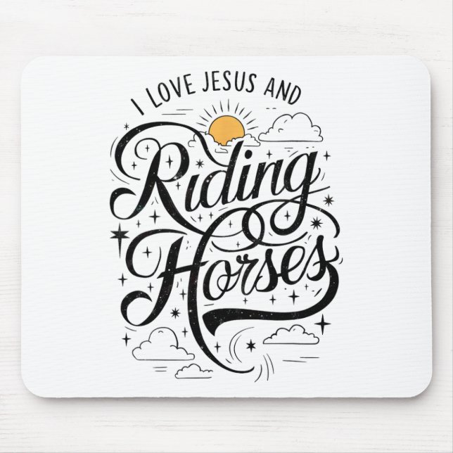 Mousepad Eu Amo Jesus E Cavalos Cavalos Andando Meninas De  (Frente)