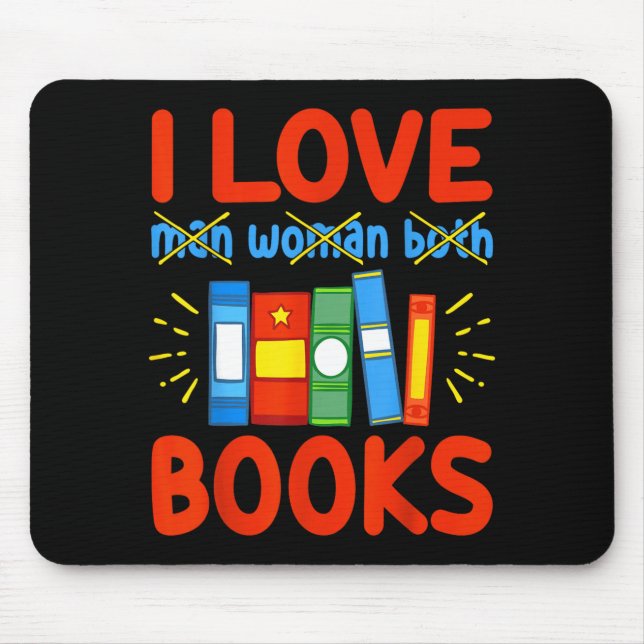 Mousepad Eu Amo Livros Divertido Presente de Leitor Aroace  (Frente)
