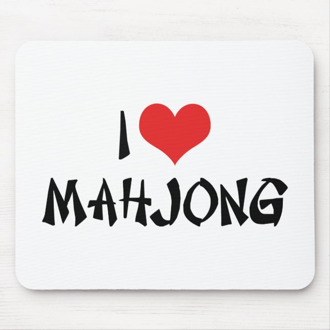 Mousepad Eu Amo Mahjong de Coração - Amante de Mah Jong (Frente)