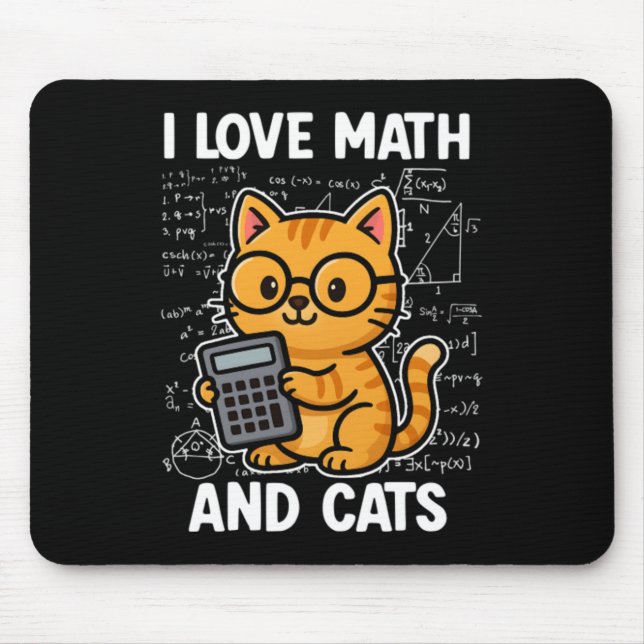 Mousepad Eu Amo Matemática E Gatos (Frente)