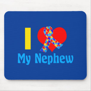 Mousepad Eu amo meu azul da consciência do autismo do