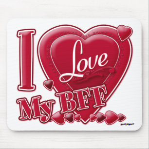 Mousepad Eu amo meu BFF vermelho - coração