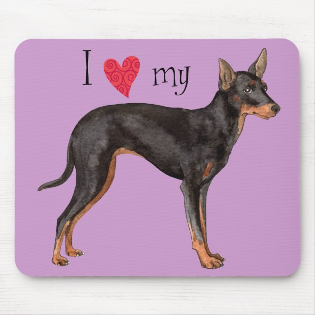 Mousepad Eu amo meu Brinquedo Manchester Terrier (Frente)