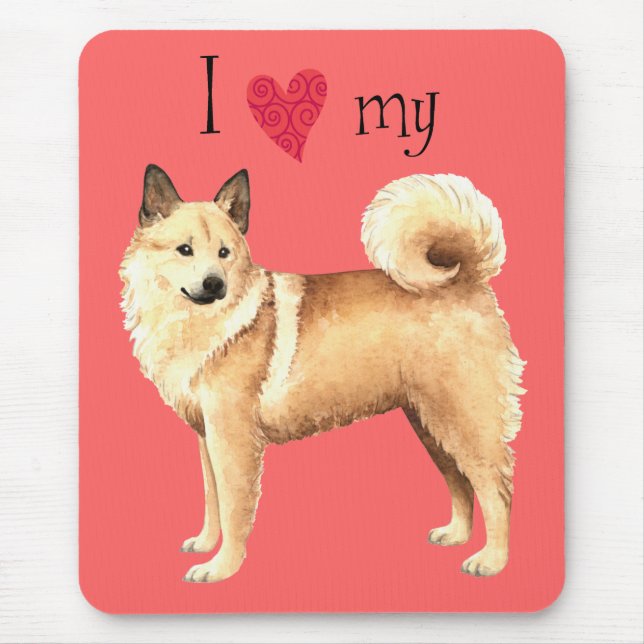 Mousepad Eu amo meu Buhund Norueguês (Frente)