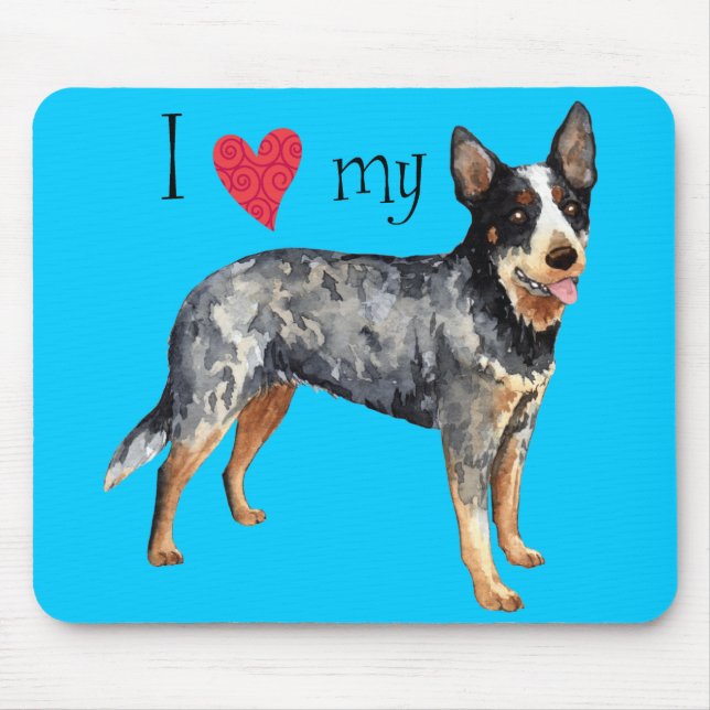 Mousepad Eu amo meu cachorro australiano (Frente)