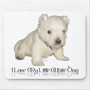 Mousepad Eu Amo Meu Cachorro Branco - Cachorro Maluco