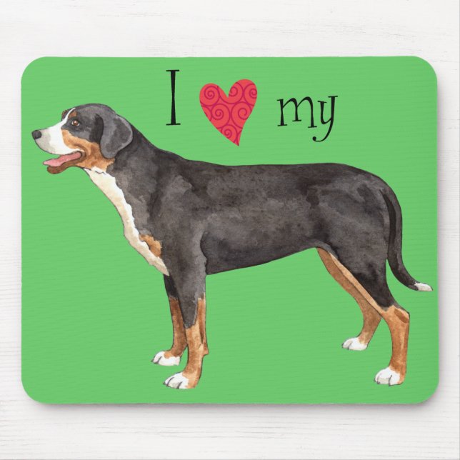 Mousepad Eu amo meu Cão-de-Montanha Suíço Maior (Frente)