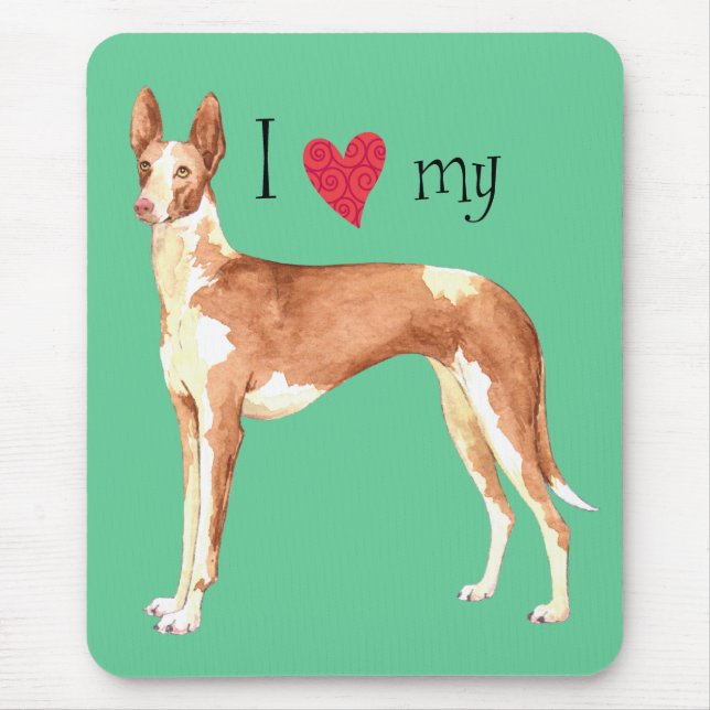 Mousepad Eu amo meu cão ibizano (Frente)