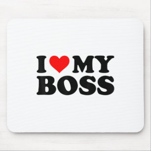 Mousepad Eu Amo Meu Chefe Engraçado Coração Vermelho Chefe