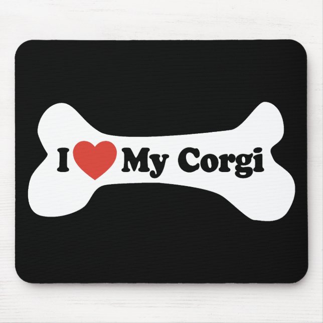 Mousepad Eu amo meu Corgi - osso de cão (Frente)
