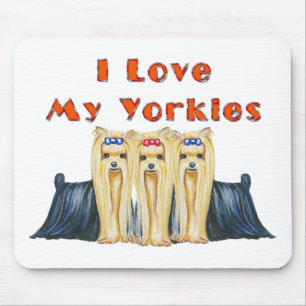 Mousepad Eu Amo Meu Design De Arte Yorkies