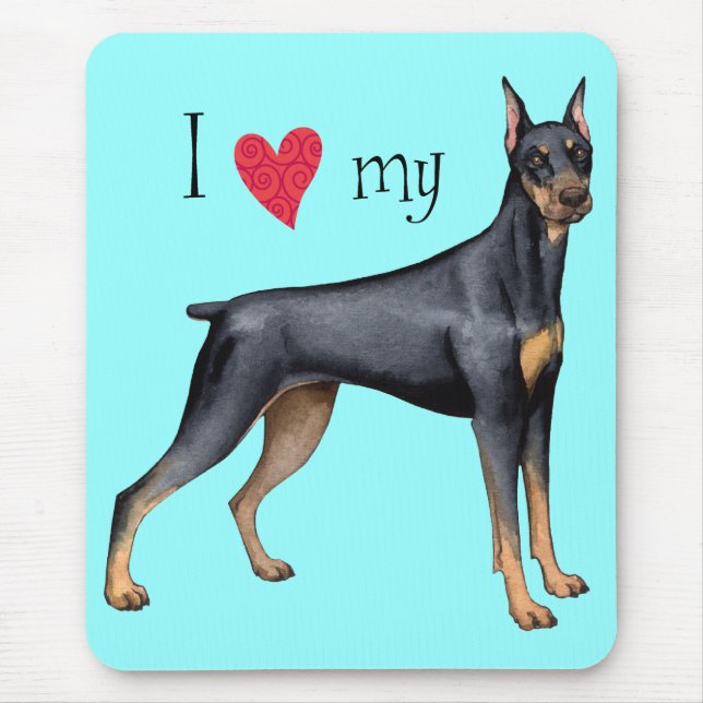 Mousepad Eu amo meu Doberman (Frente)