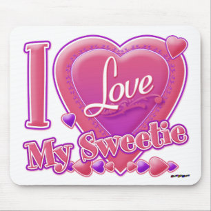 Mousepad Eu amo meu Docinho rosa/roxo - coração