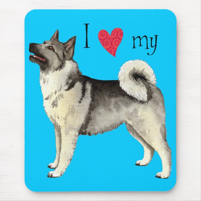 Mousepad Eu amo meu Elkhound norueguês (Frente)
