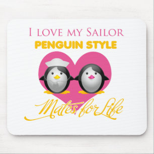 Mousepad Eu amo meu estilo do pinguim do marinheiro