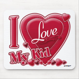 Mousepad Eu amo meu filho vermelho - coração