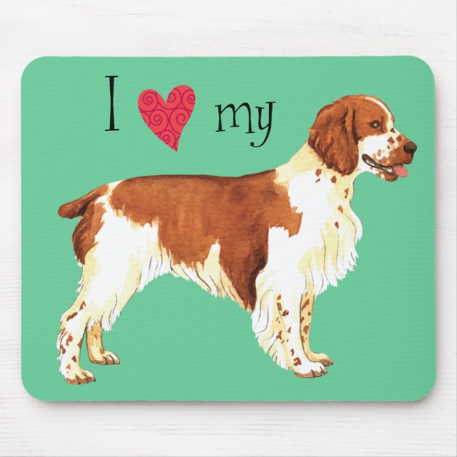 Mousepad Eu amo meu galês Springer Spaniel (Frente)
