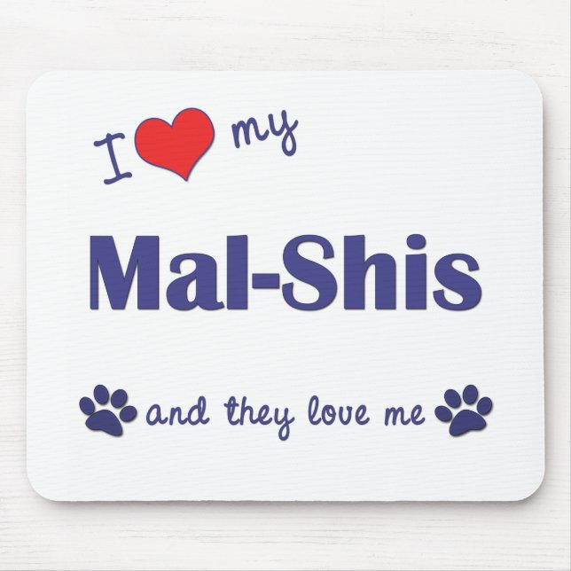 Mousepad Eu amo meu Mal-Shis (os cães múltiplos) (Frente)