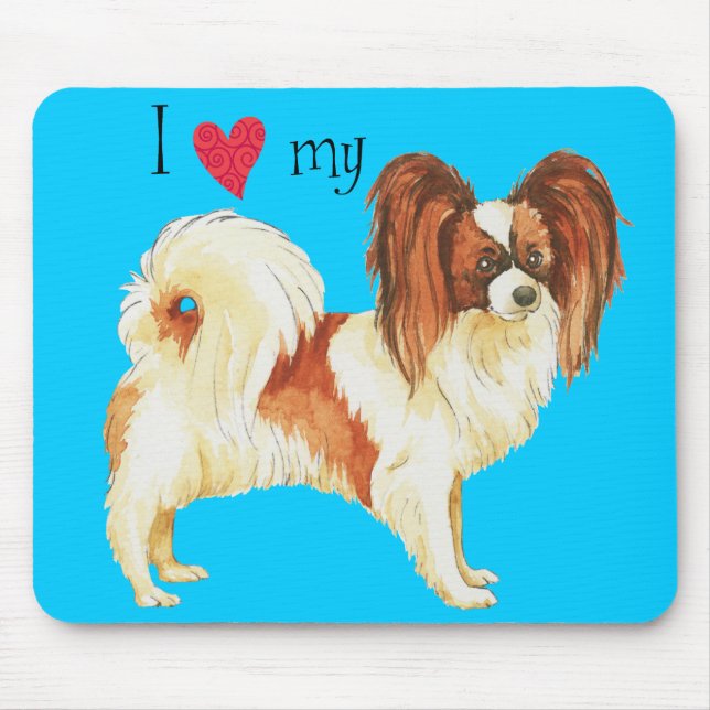 Mousepad Eu amo meu Papillon (Frente)