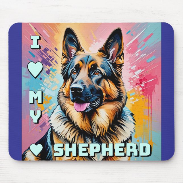 Mousepad Eu amo meu Pastor Alemão (Frente)