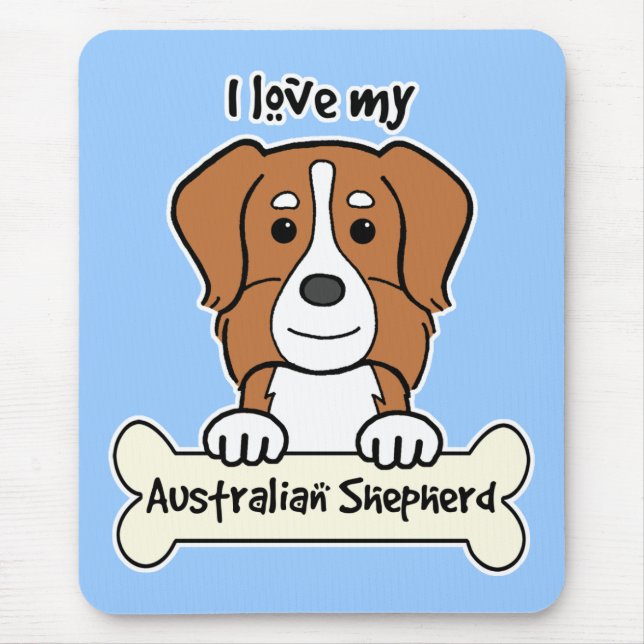 Mousepad Eu amo meu pastor australiano (Frente)