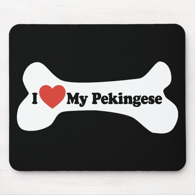 Mousepad Eu Amo Meu Pekingês - Osso Do Cachorro (Frente)