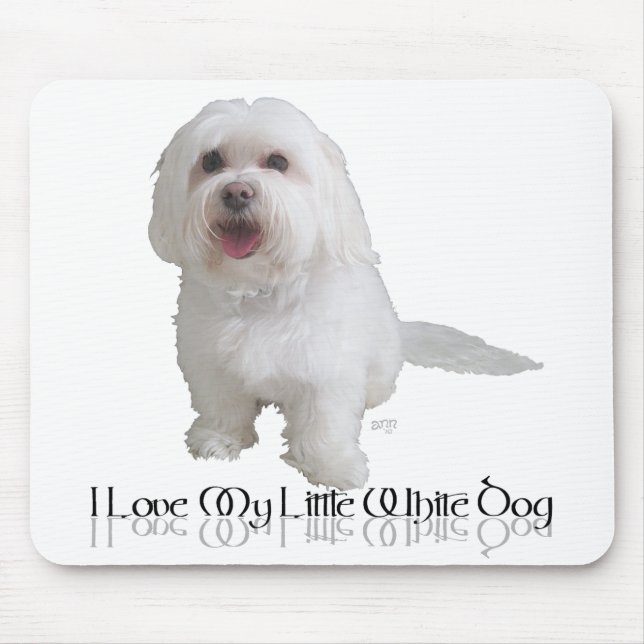 Mousepad Eu Amo Meu Pequeno Cachorro Branco - Havanês (Frente)